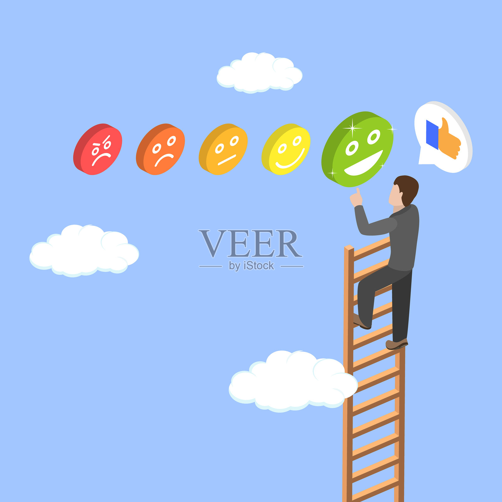 客户满意度的3D等距平面矢量插图插画图片素材