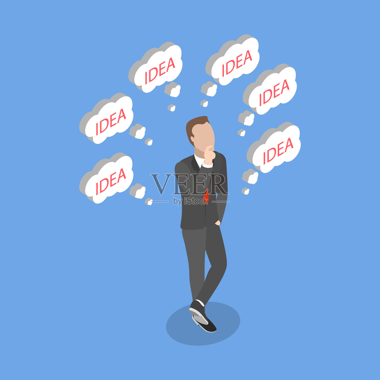 3D等距平面矢量插图：被压倒的问题插画图片素材