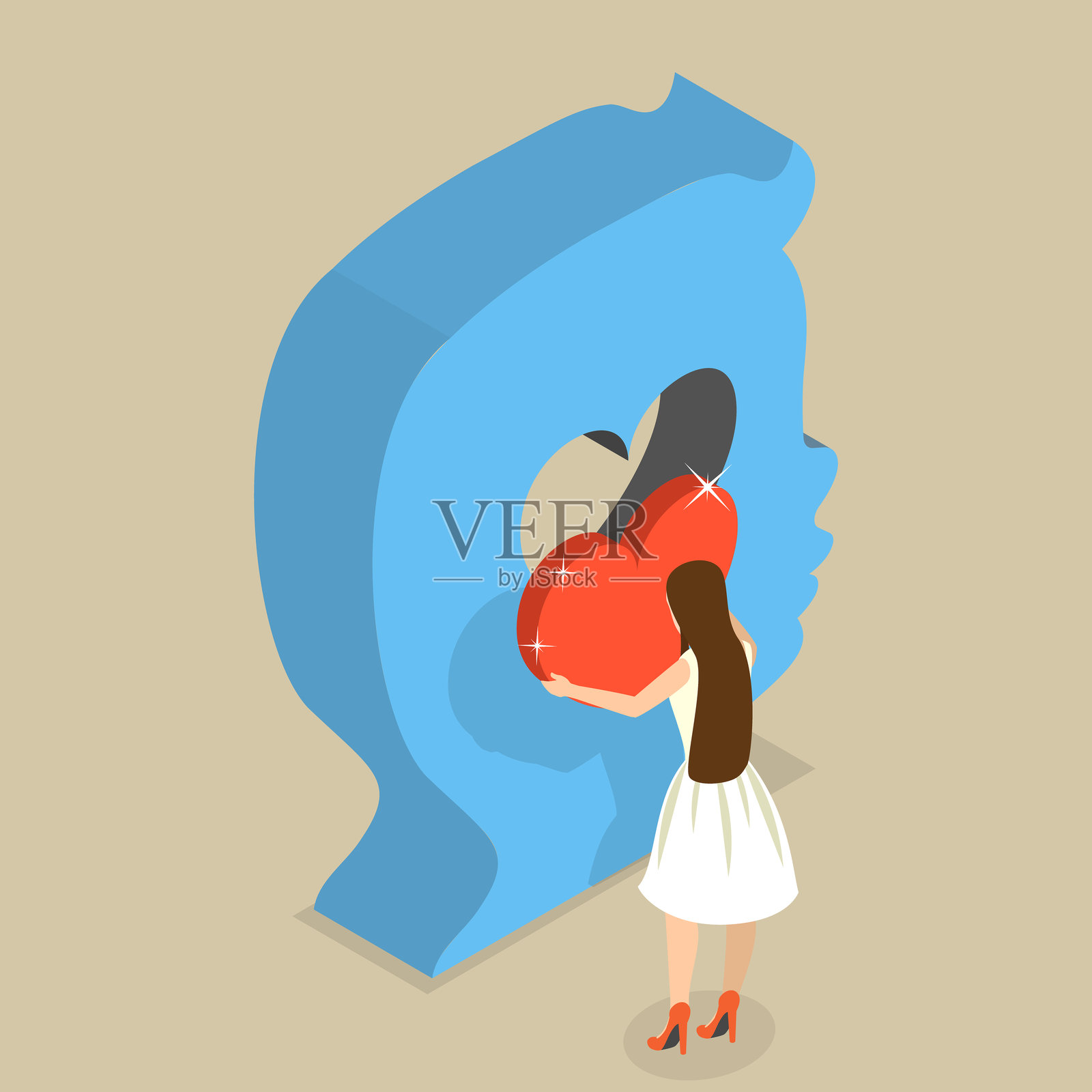 3D等距平面矢量插图：传递爱意插画图片素材