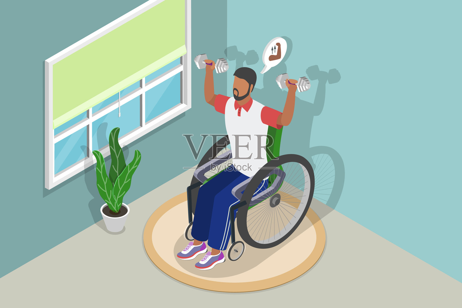 韧性与力量的3D等距平面矢量插图插画图片素材