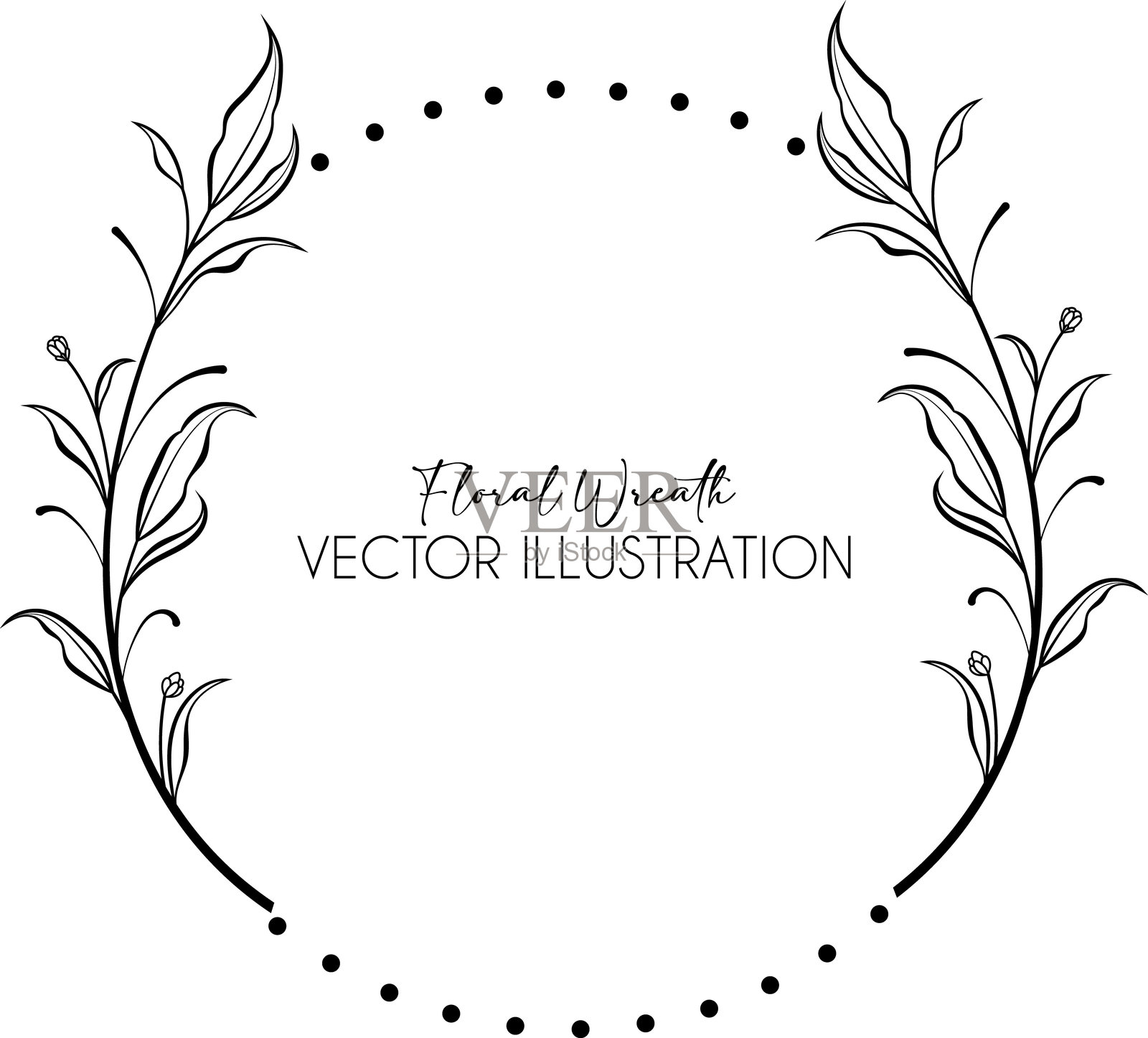 美观的花环用于品牌、标志、婚礼花环和请柬设计插画图片素材