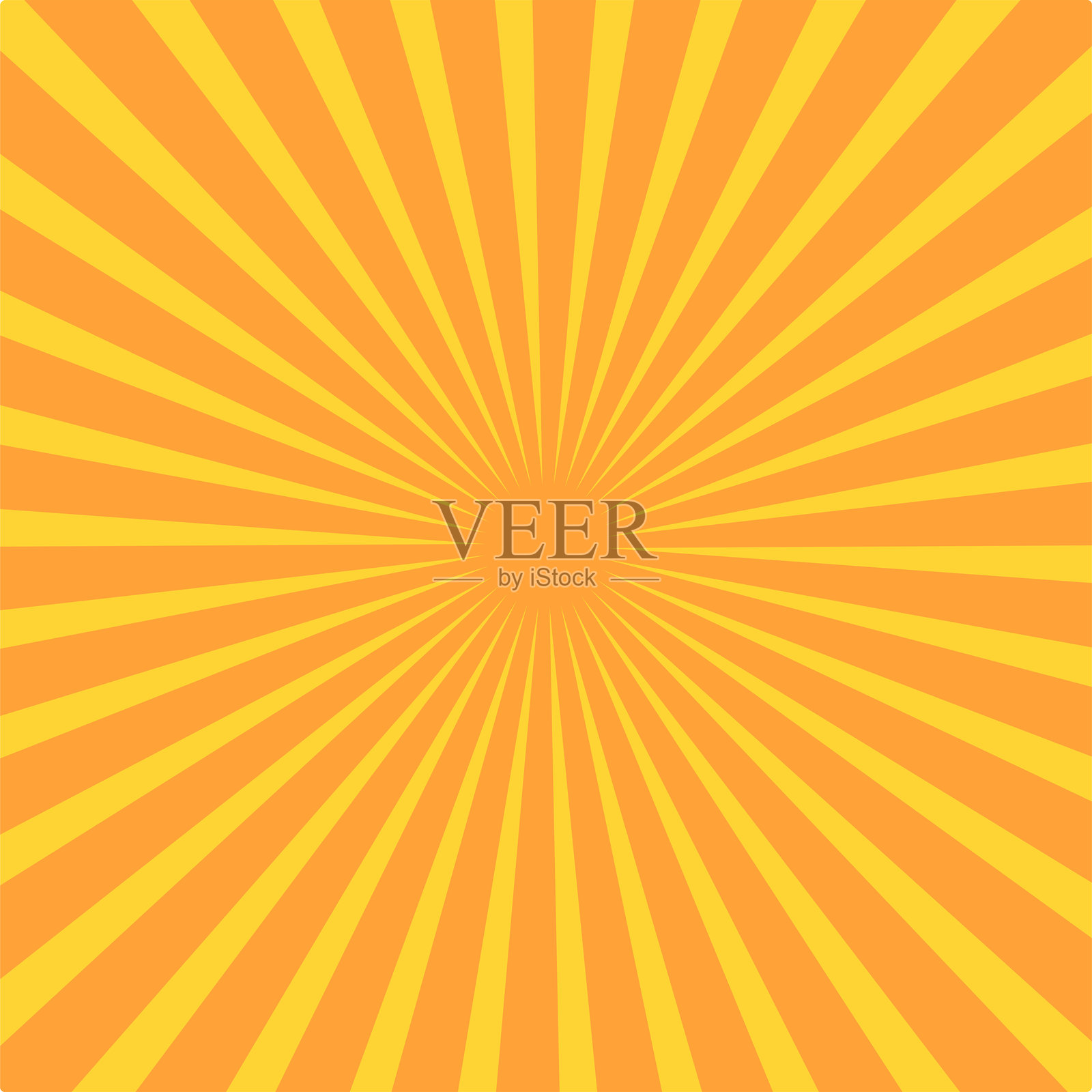 充满活力的橙色和黄色阳光爆发，带有辐射的光线。非常适合复古流行艺术、漫画设计、欢快的海报和夏季主题图形。插画图片素材