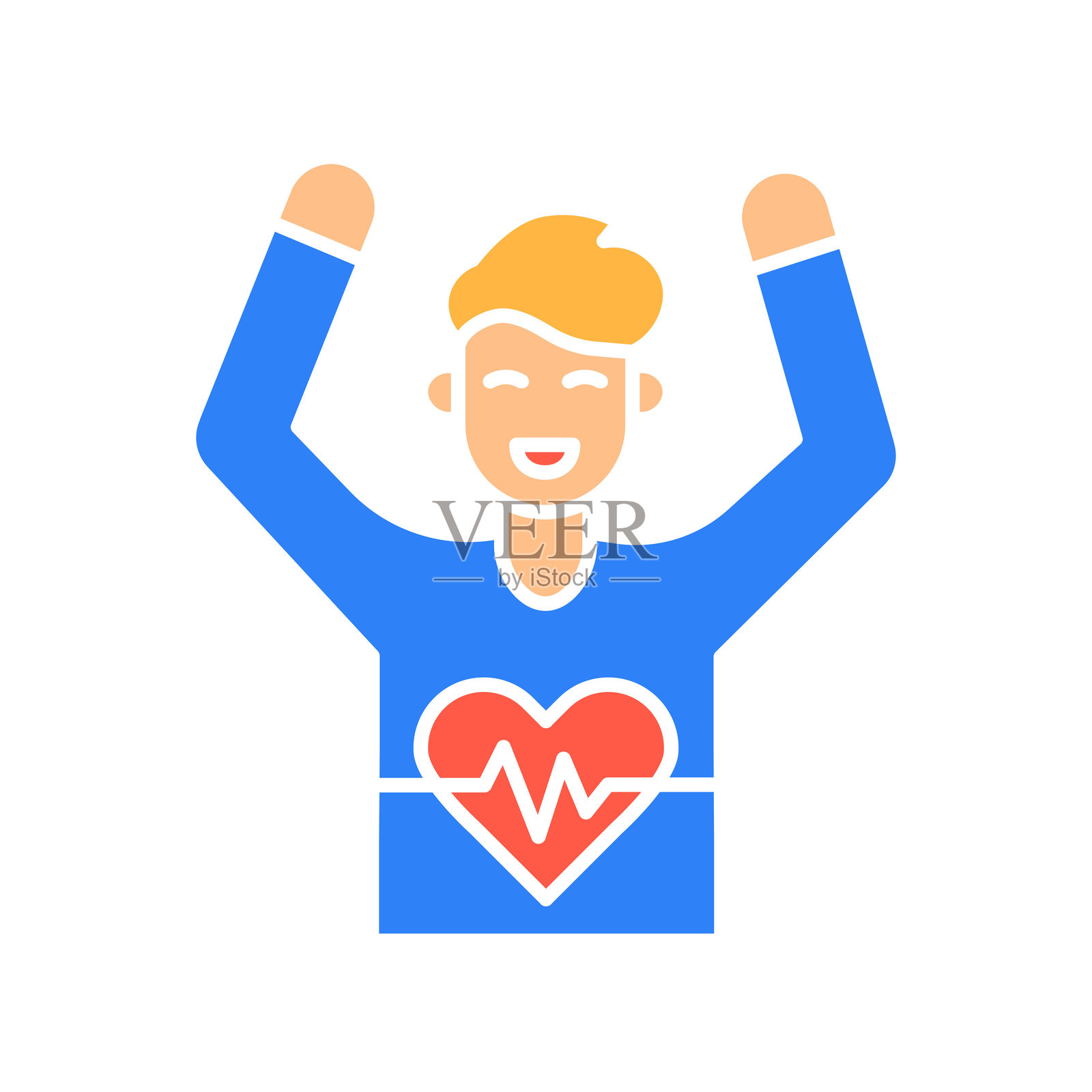 心率变异性彩色扁平图标，适用于数字和印刷项目。插画图片素材