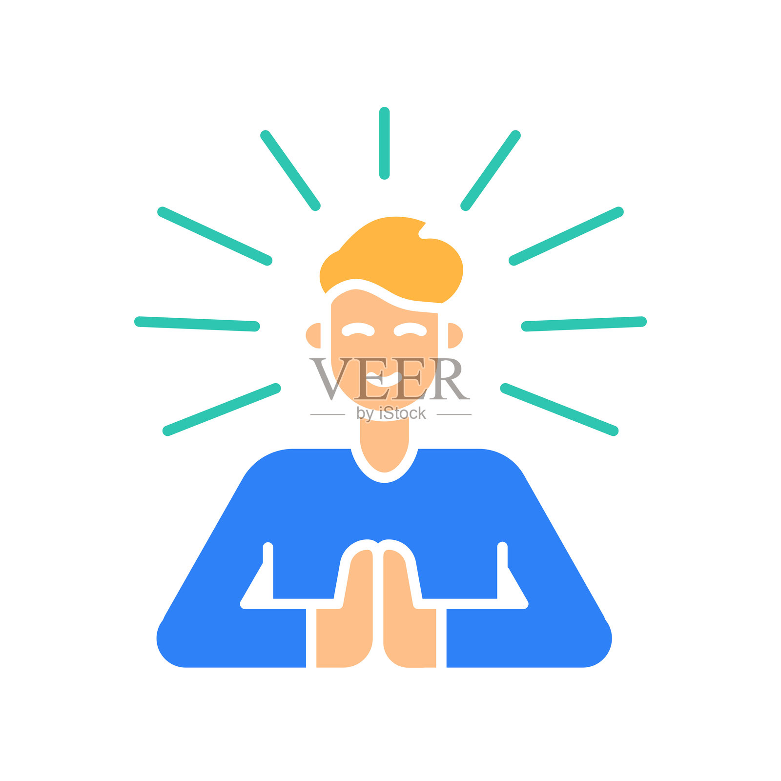 正念彩色扁平图标，适用于数字和印刷项目。插画图片素材