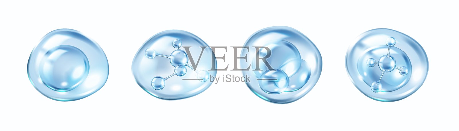 含有胶原蛋白分子的水泡图标集插画图片素材