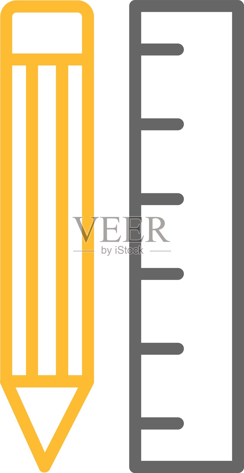 铅笔和尺子图标插画图片素材