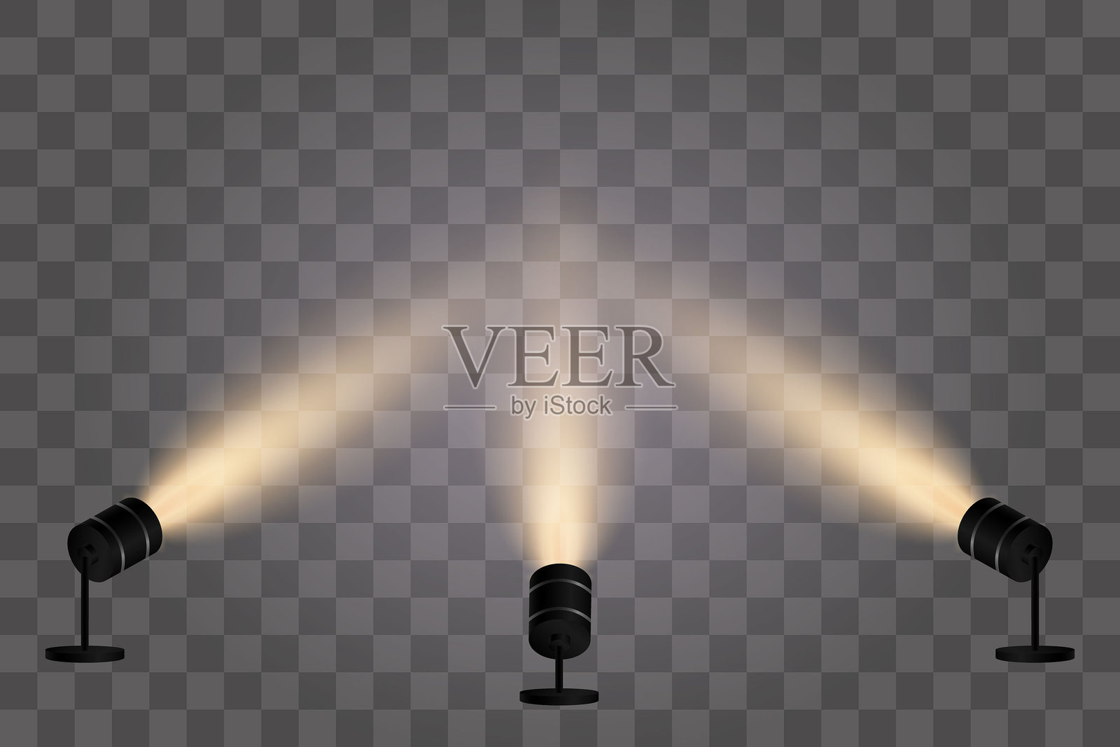 舞台灯光。明亮的聚光灯照明。光效。插画图片素材