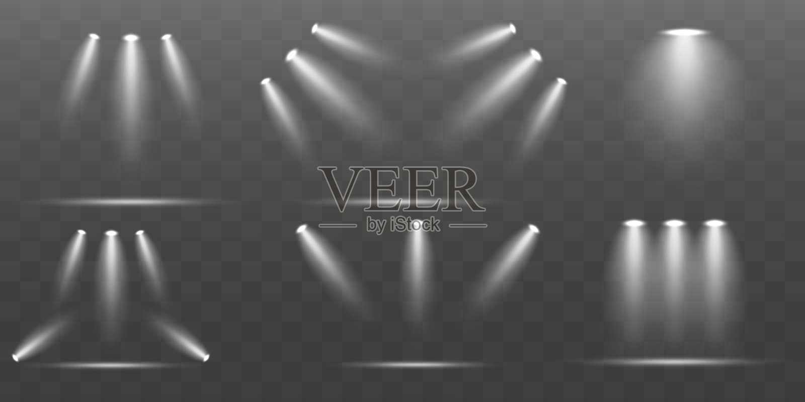 舞台灯光。明亮的聚光灯照明。光效。插画图片素材