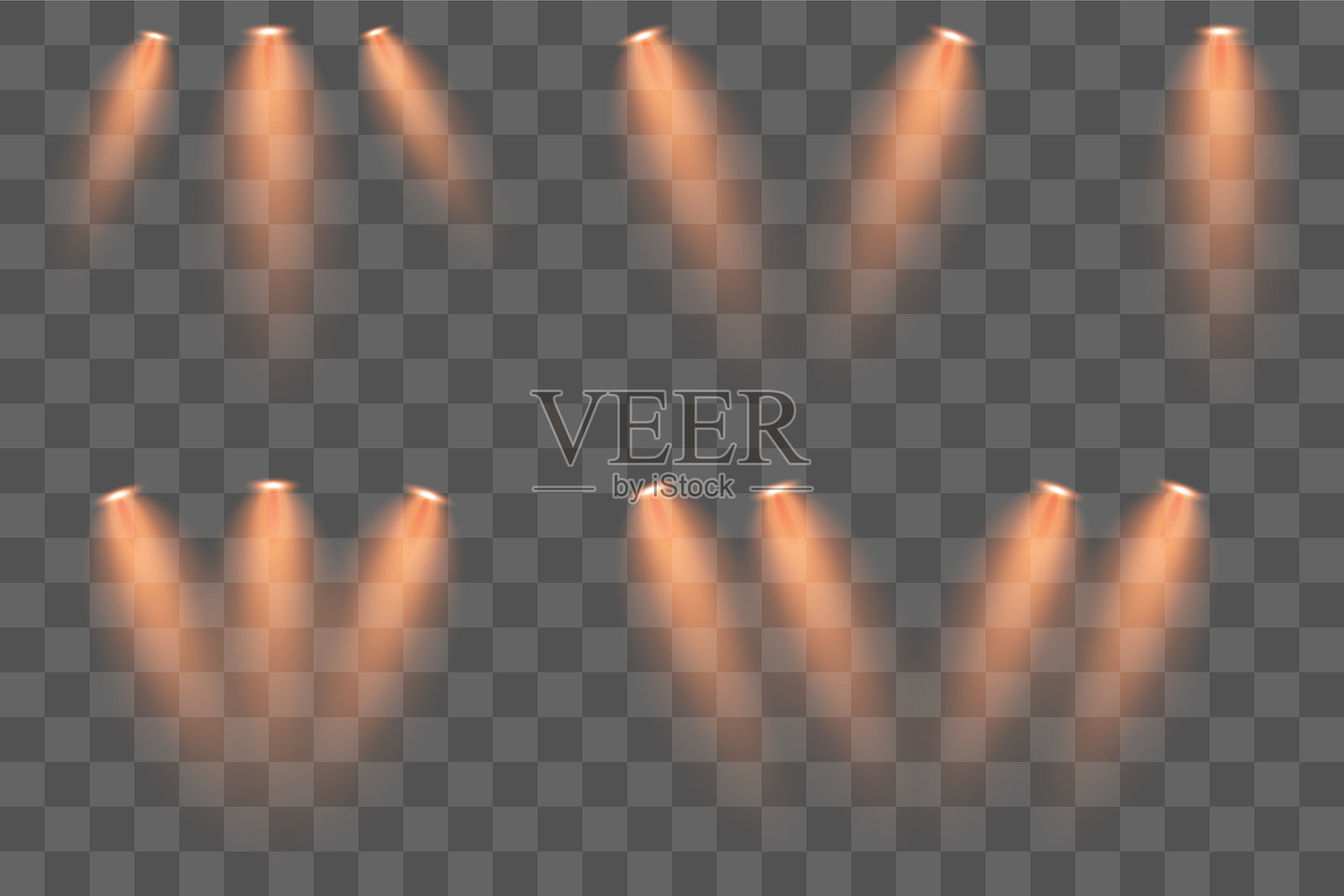 舞台灯光。明亮的聚光灯照明。光效。插画图片素材