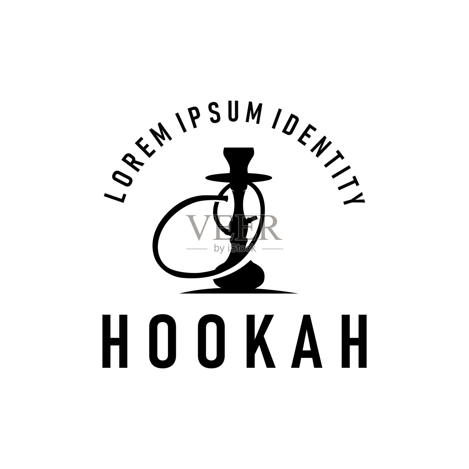 老式复古设计水烟吧概念，简单极简的复古插图模板，品牌酒吧、餐厅、商店和商业品牌的标志插画图片素材
