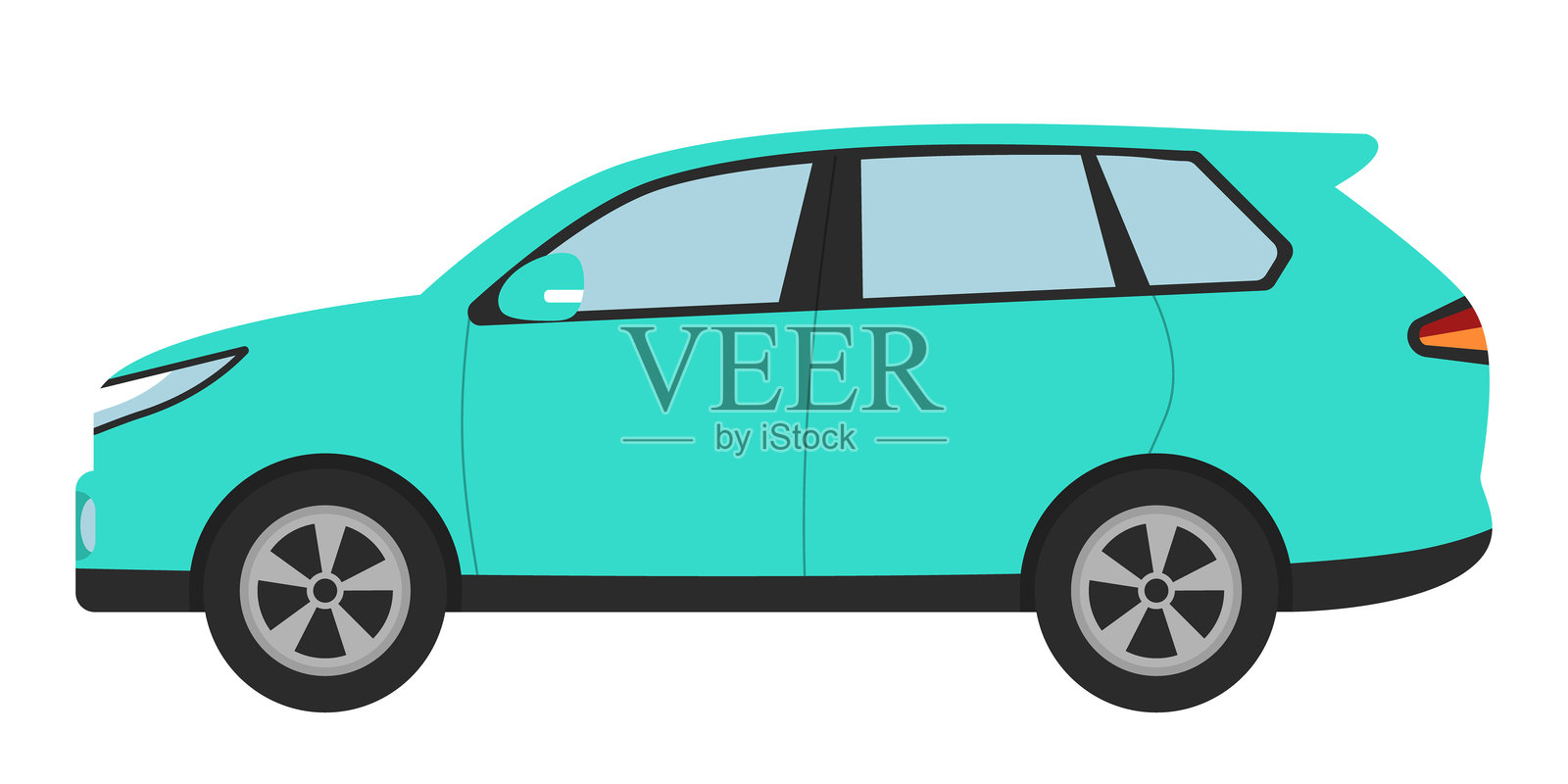 青绿色的SUV插图插画图片素材