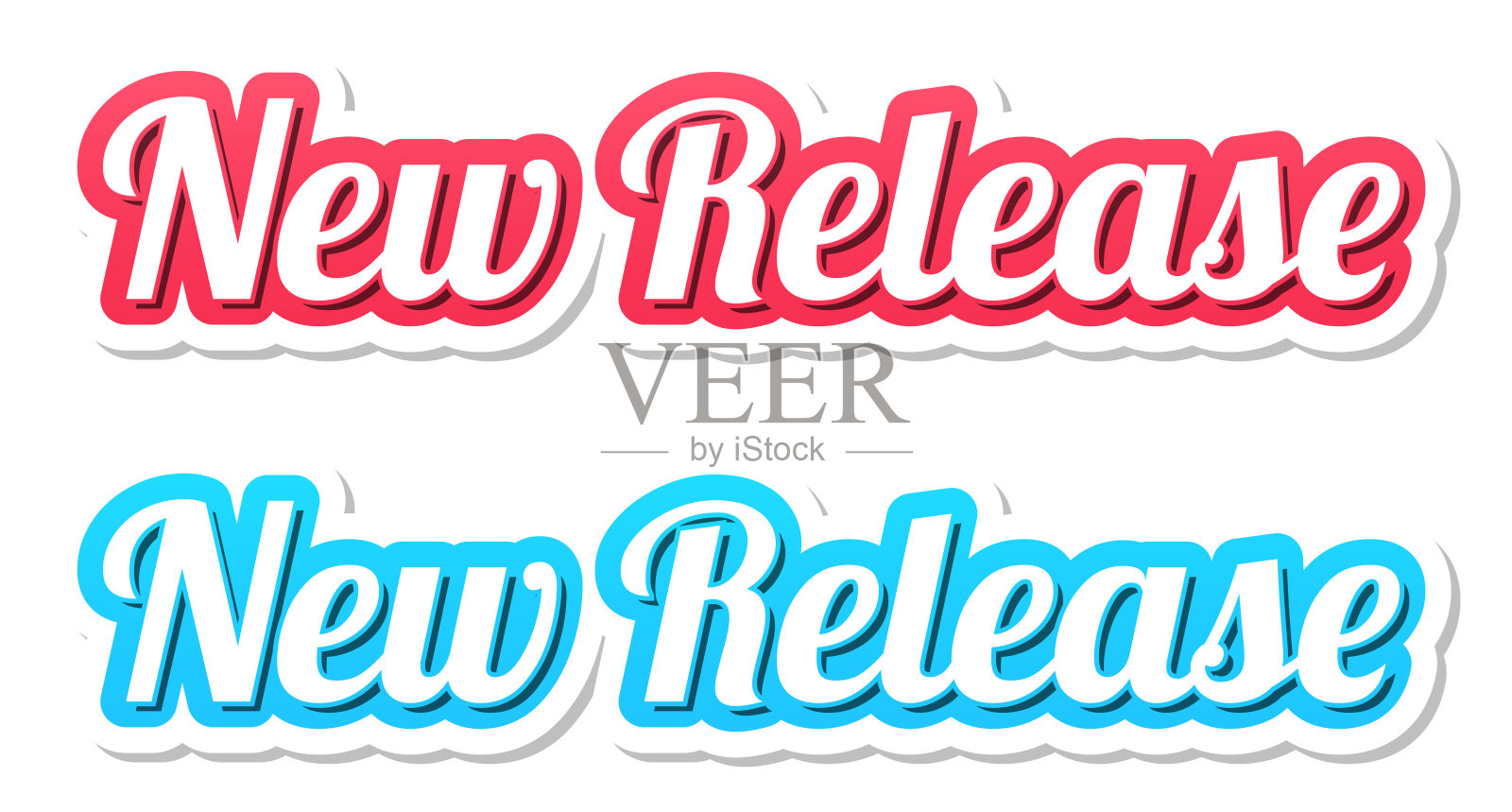 新发布 - 白色背景上的红色和蓝色3D文字插画图片素材