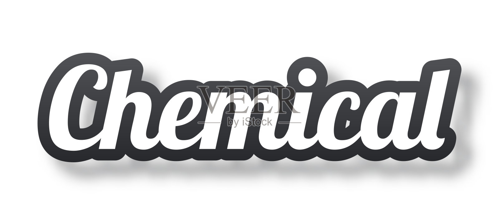 化学 - 带阴影的3D文字在白色背景上插画图片素材