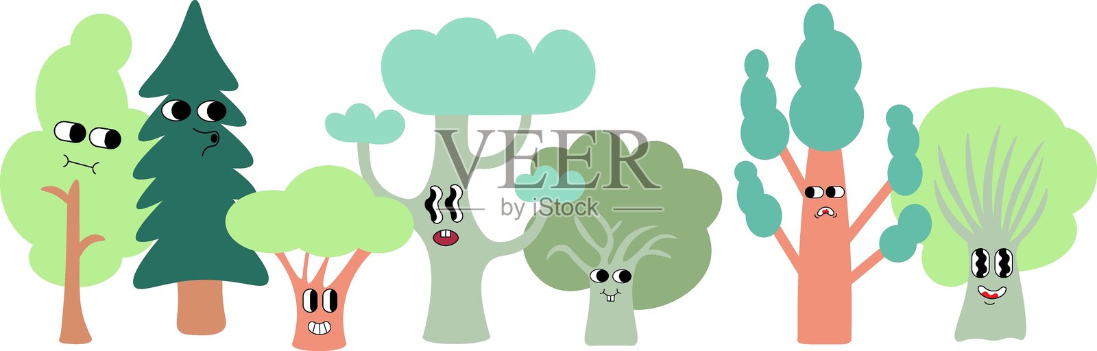 简单树木彩色版插画图片素材