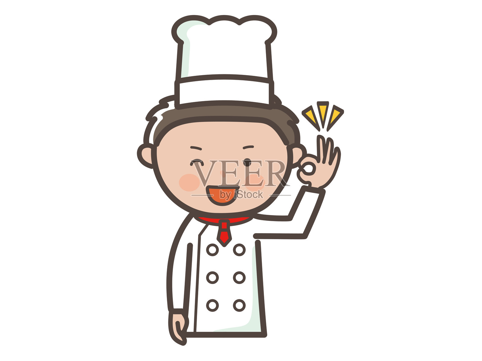 年轻男性厨师上半身插图，做出OK手势插画图片素材