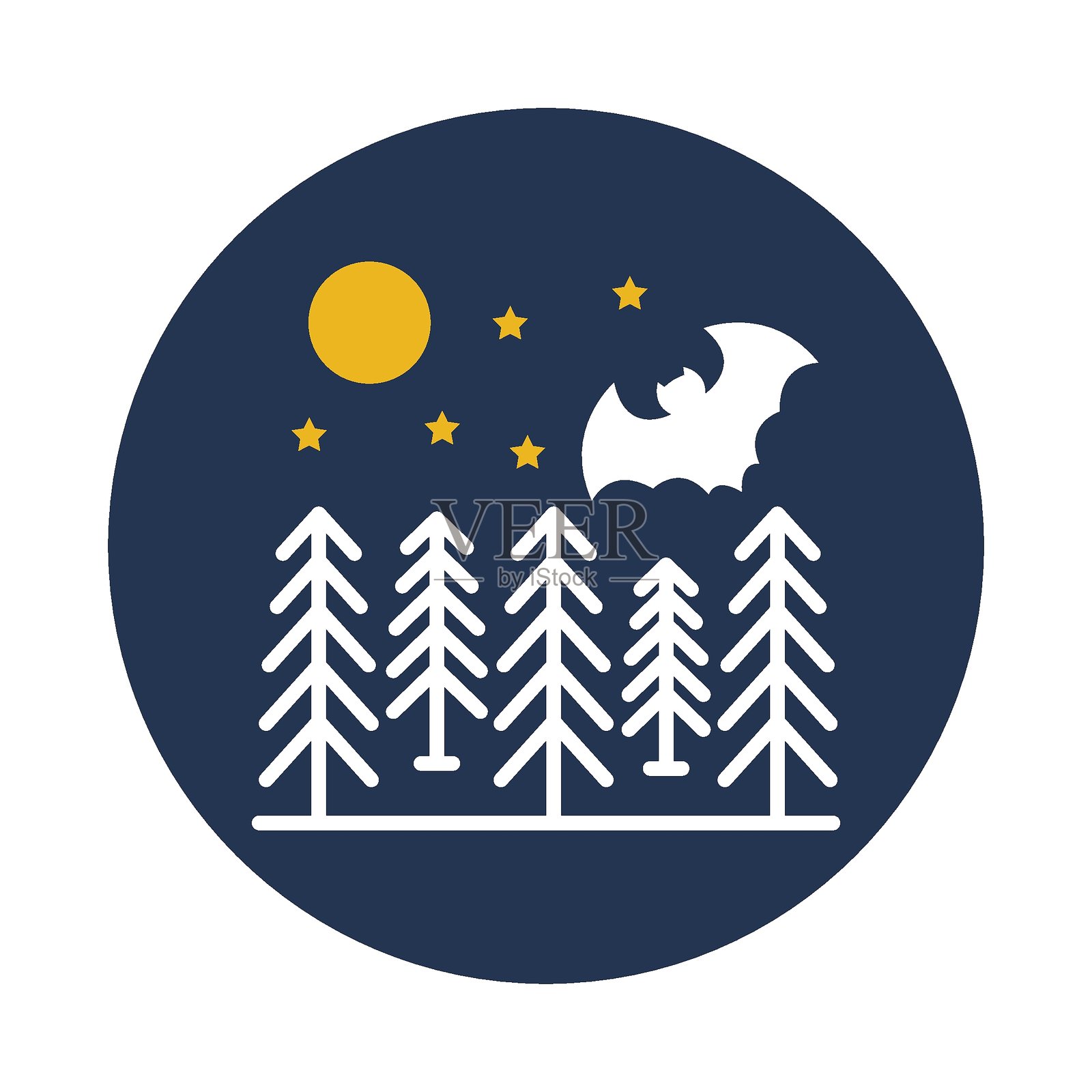 可轻松修改或编辑的恐怖蝙蝠扁平矢量图标插画图片素材