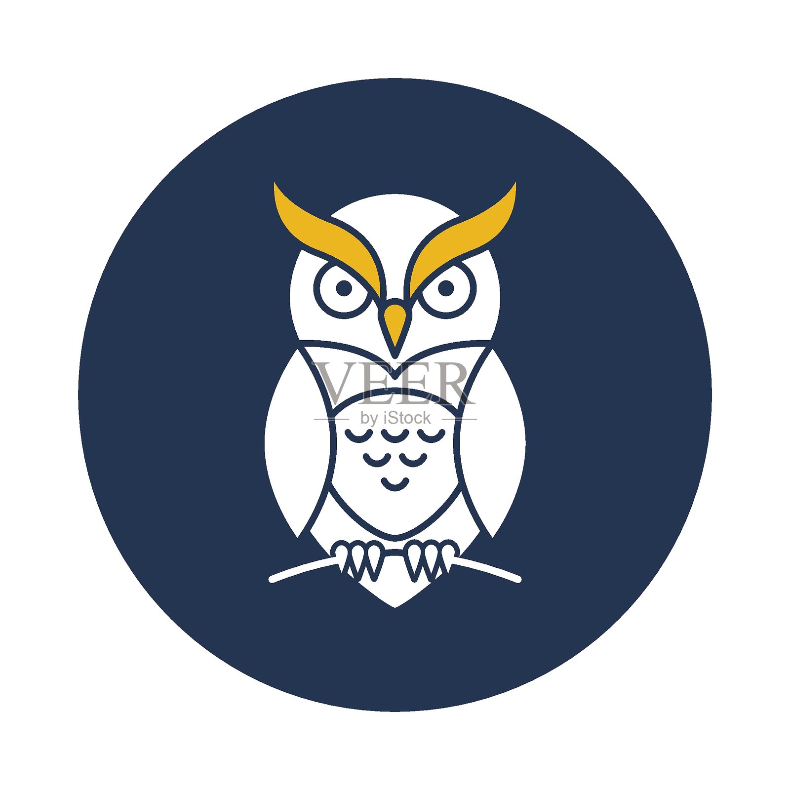 邪恶猫头鹰扁平矢量图标，易于修改或编辑插画图片素材