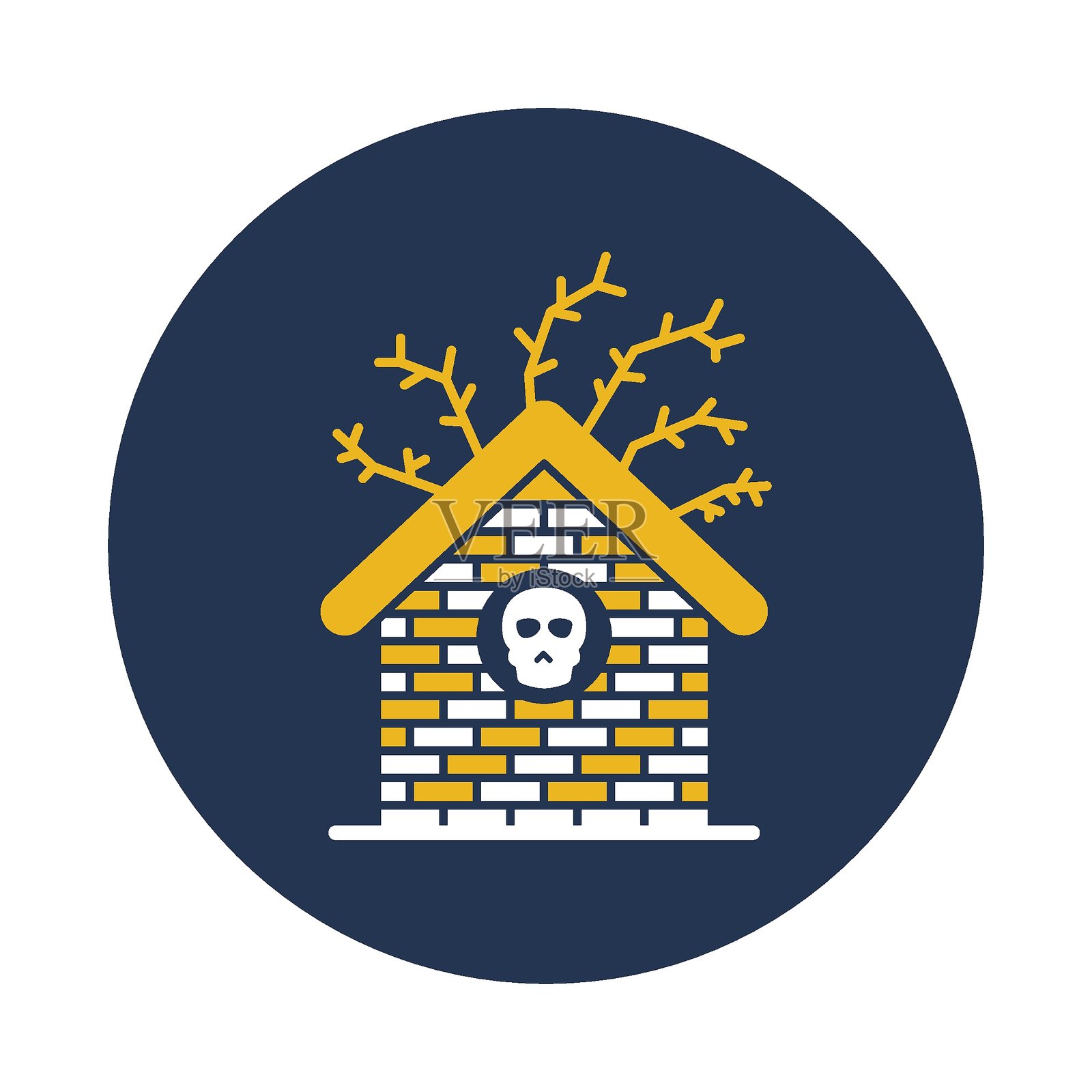 万圣节家居平面矢量图标，易于修改或编辑插画图片素材