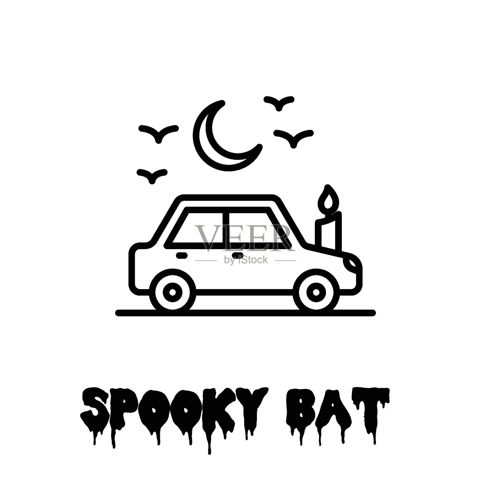 可轻松修改或编辑的恐怖蝙蝠扁平矢量图标插画图片素材