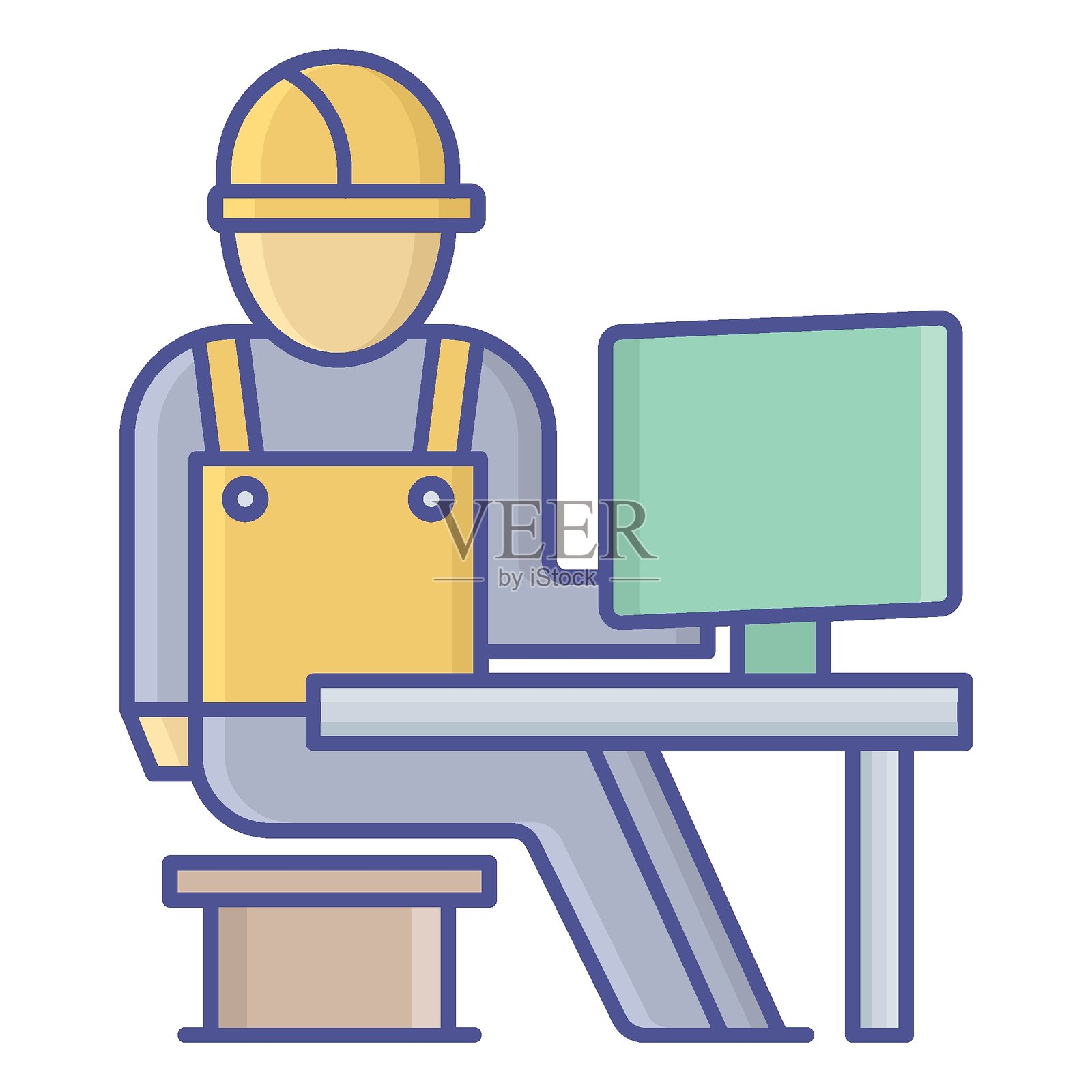 计算机架构师矢量图标，易于修改或编辑插画图片素材