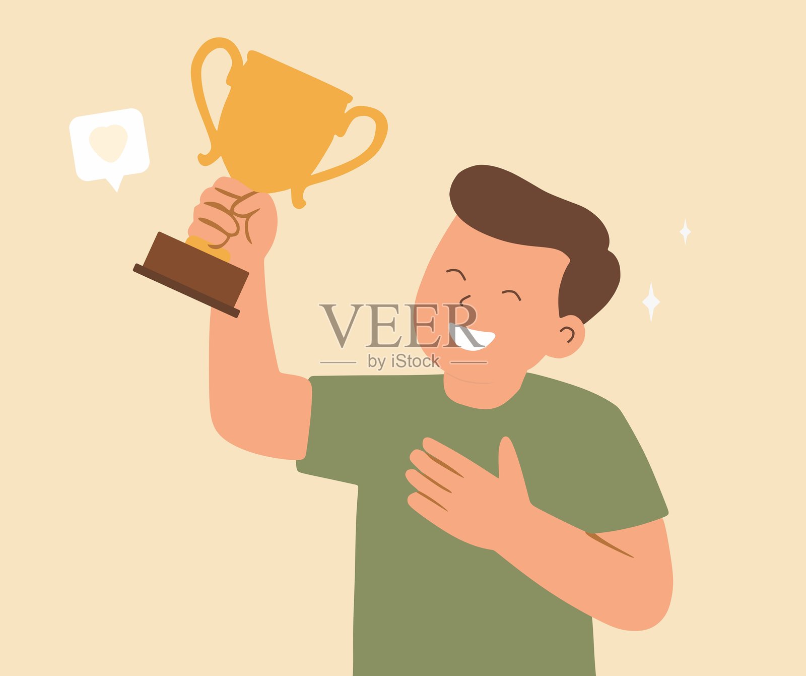 举起奖杯的人设计插画图片素材