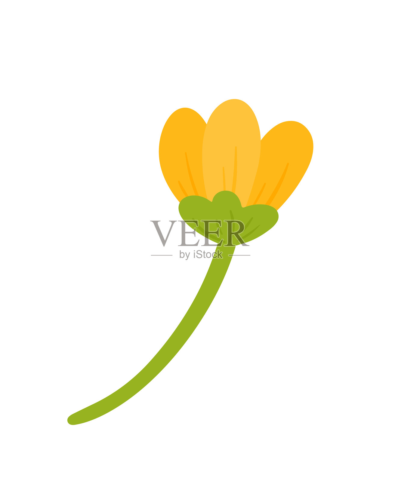 扁平可爱的黄色植物花卉矢量插图插画图片素材