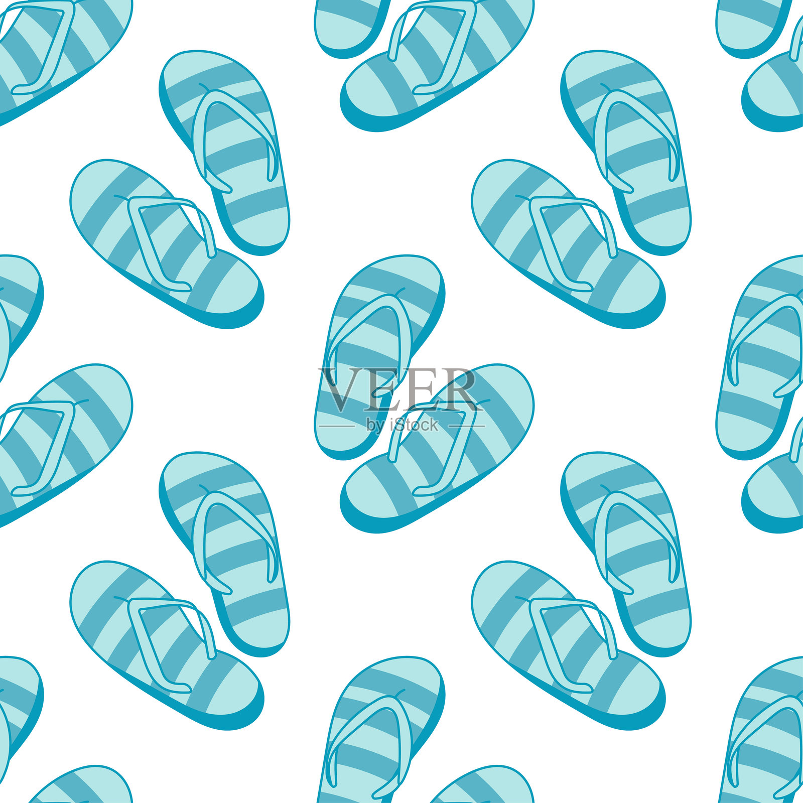 无缝图案的条纹夏季人字拖鞋插画图片素材