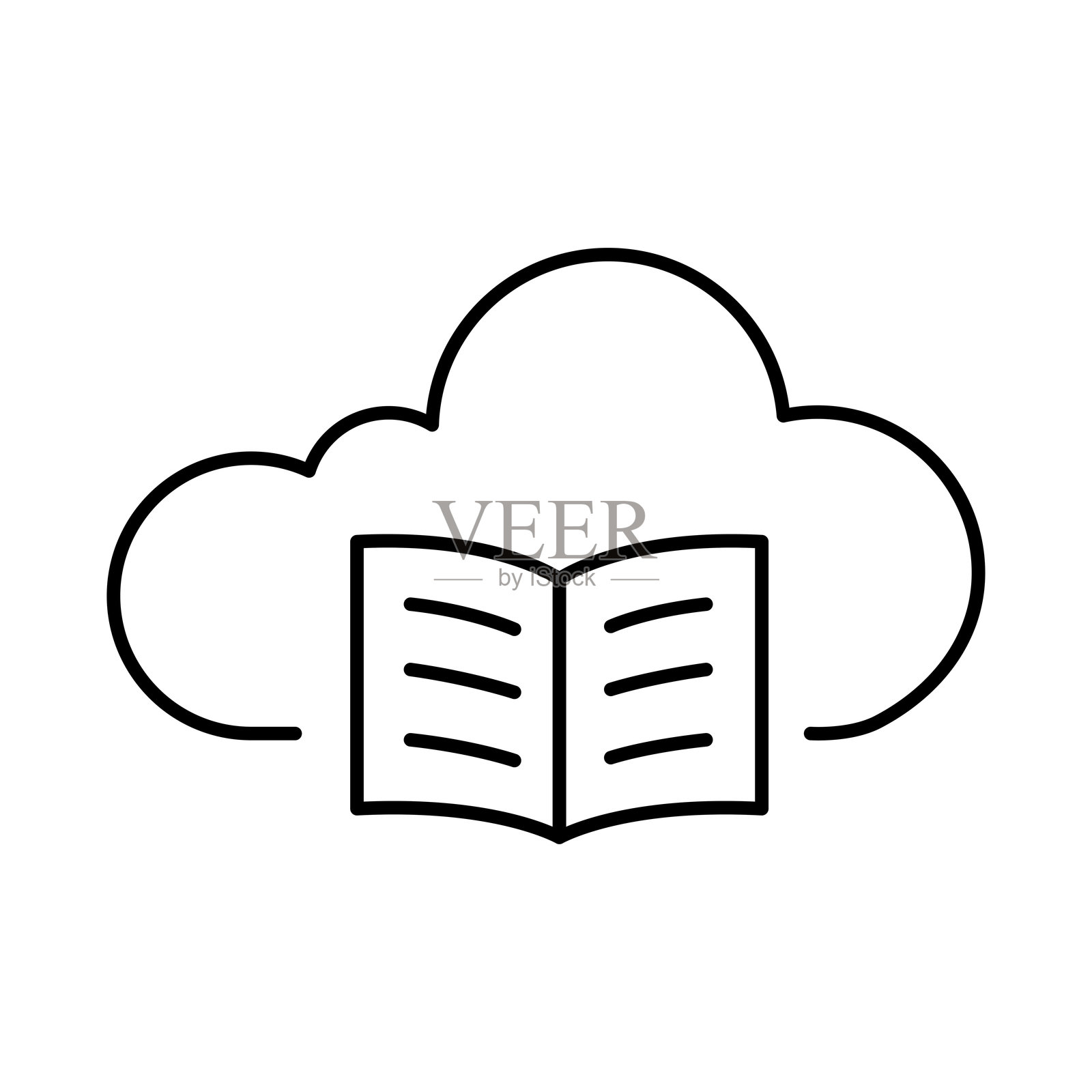 云教育线条图标。电子学习、教育、教学、在线学习可编辑线条图标插画图片素材