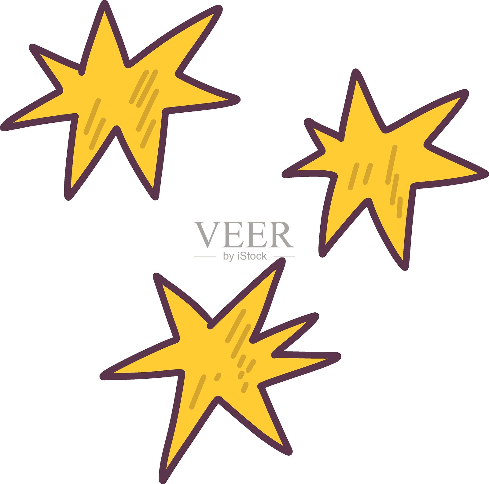 简单的星星在透明背景上。适合剪贴簿、印刷、图案和儿童海报。插画图片素材