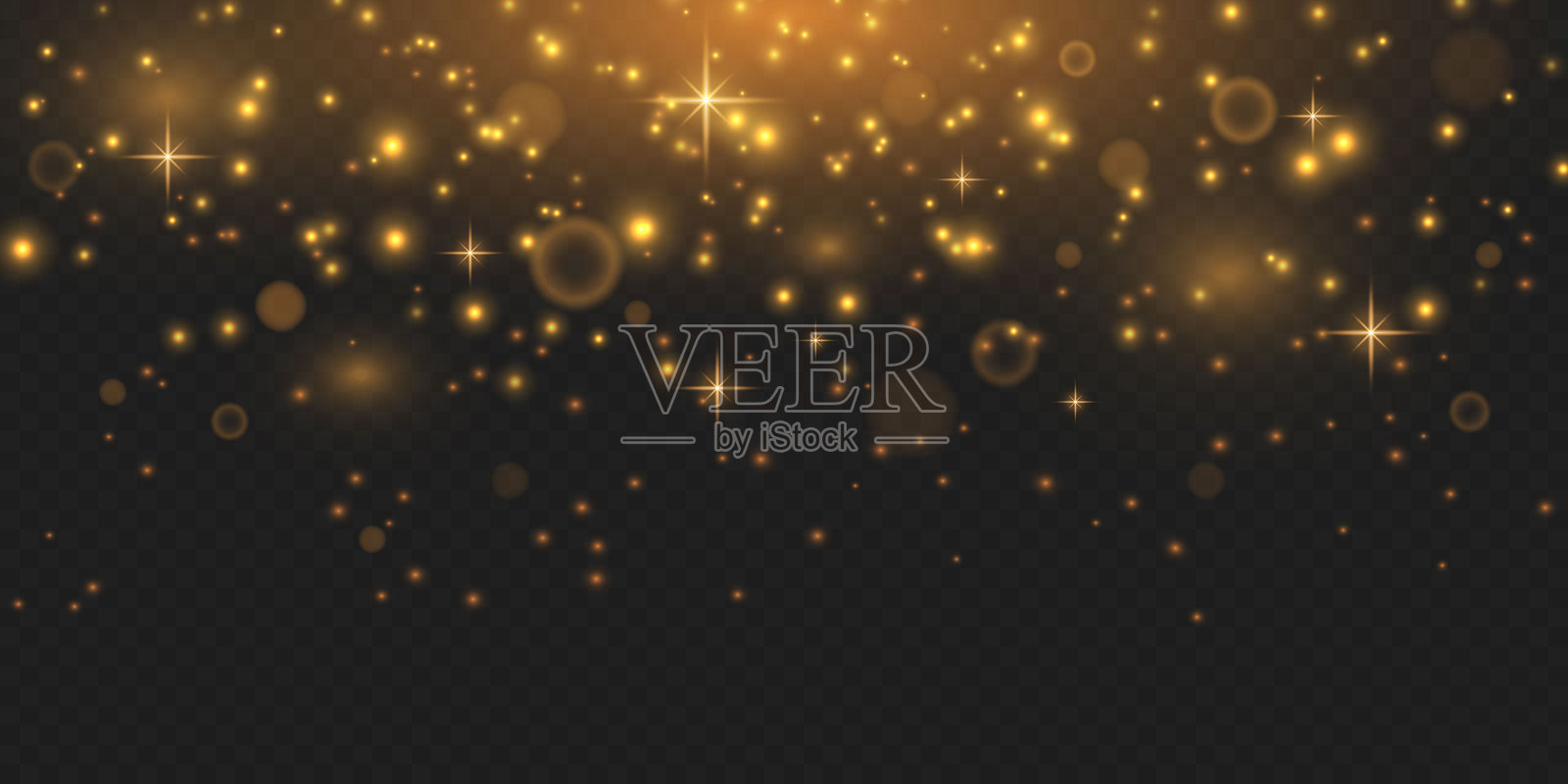 壮观的发光散景。节日的金色尘埃。插画图片素材