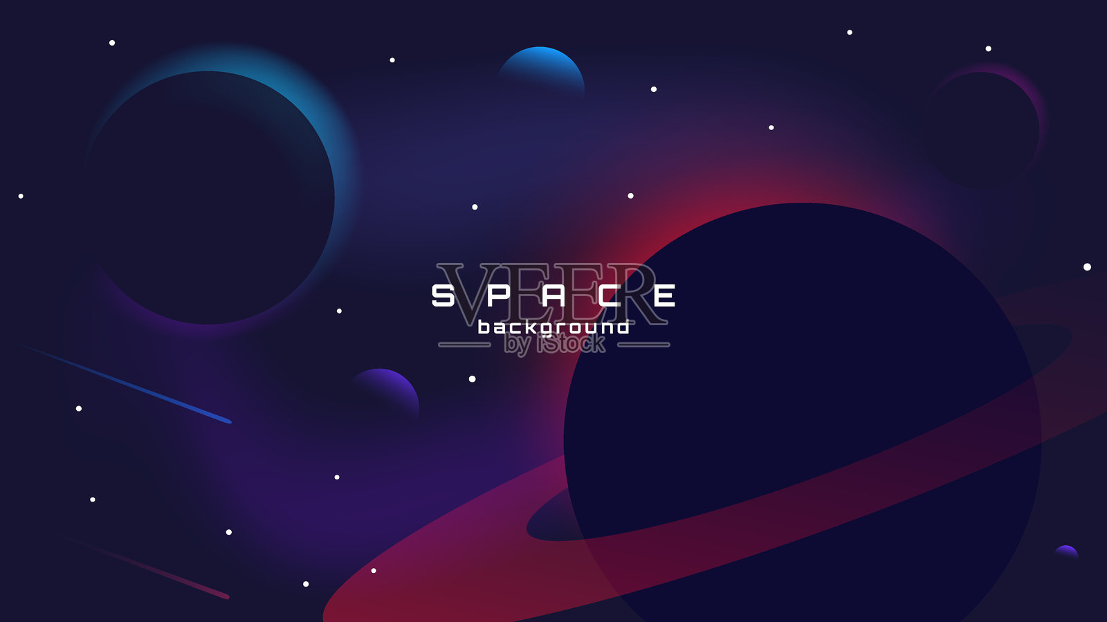 平面风格的太空壁纸。抽象概念。矢量插图。带阴影的渐变行星。太空探索。网页设计元素。插画图片素材