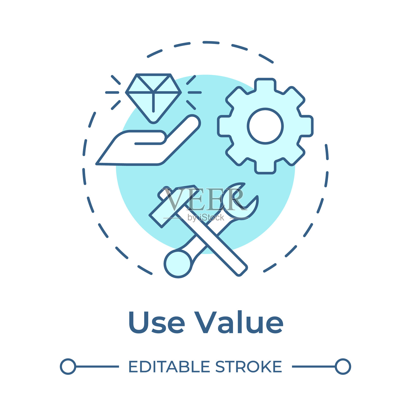 使用柔和蓝色的概念图标插画图片素材