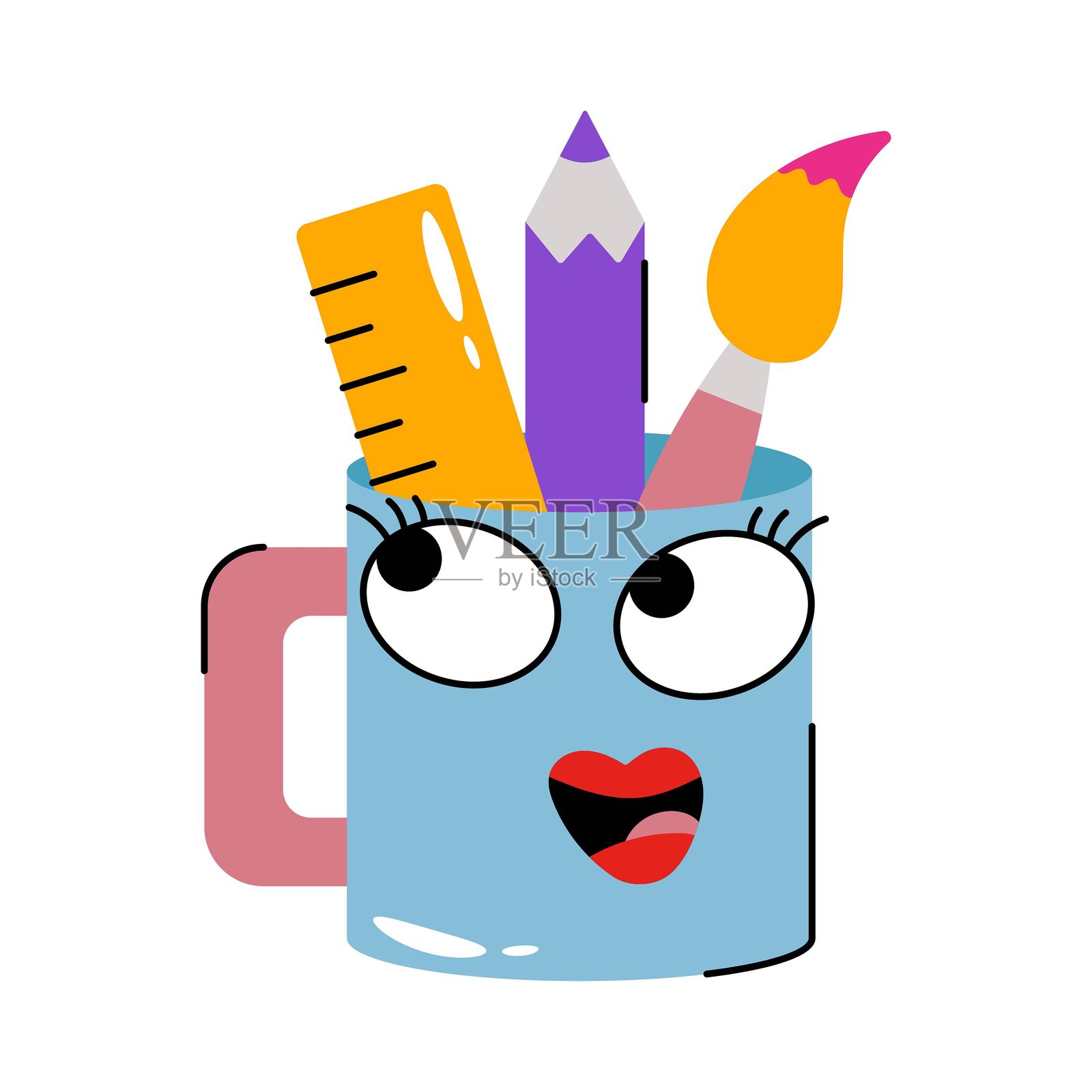 笔筒矢量贴纸。EPS 10 文件插画图片素材