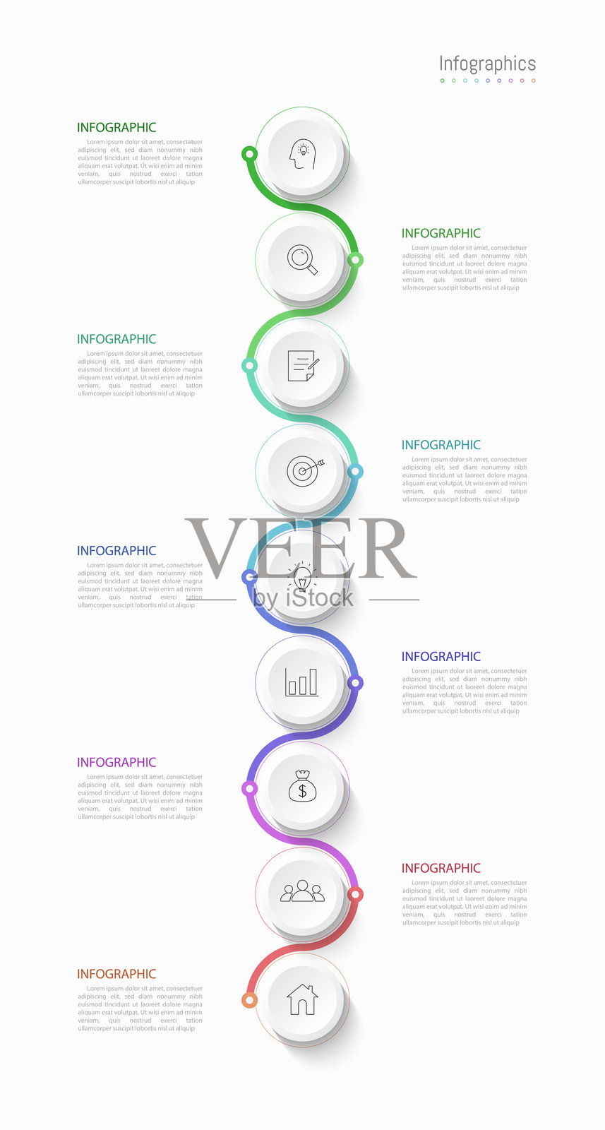信息图表 9 种选项设计元素用于您的商业数据。矢量插图。插画图片素材