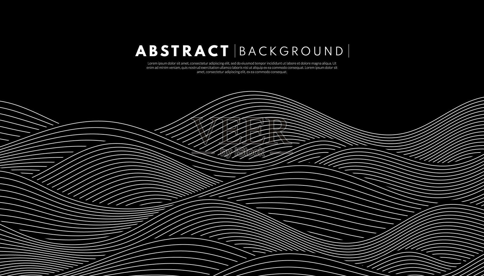 抽象黑色水波线条图案背景。波浪艺术壁纸。日本风格概念。矢量插图。插画图片素材