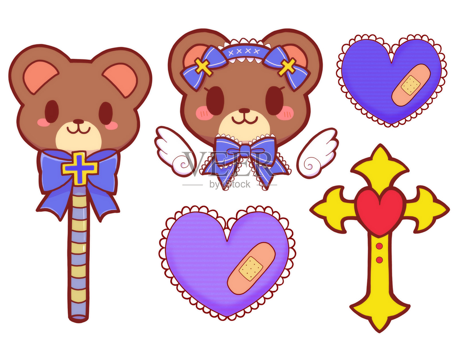 熊主题物品套装插画图片素材