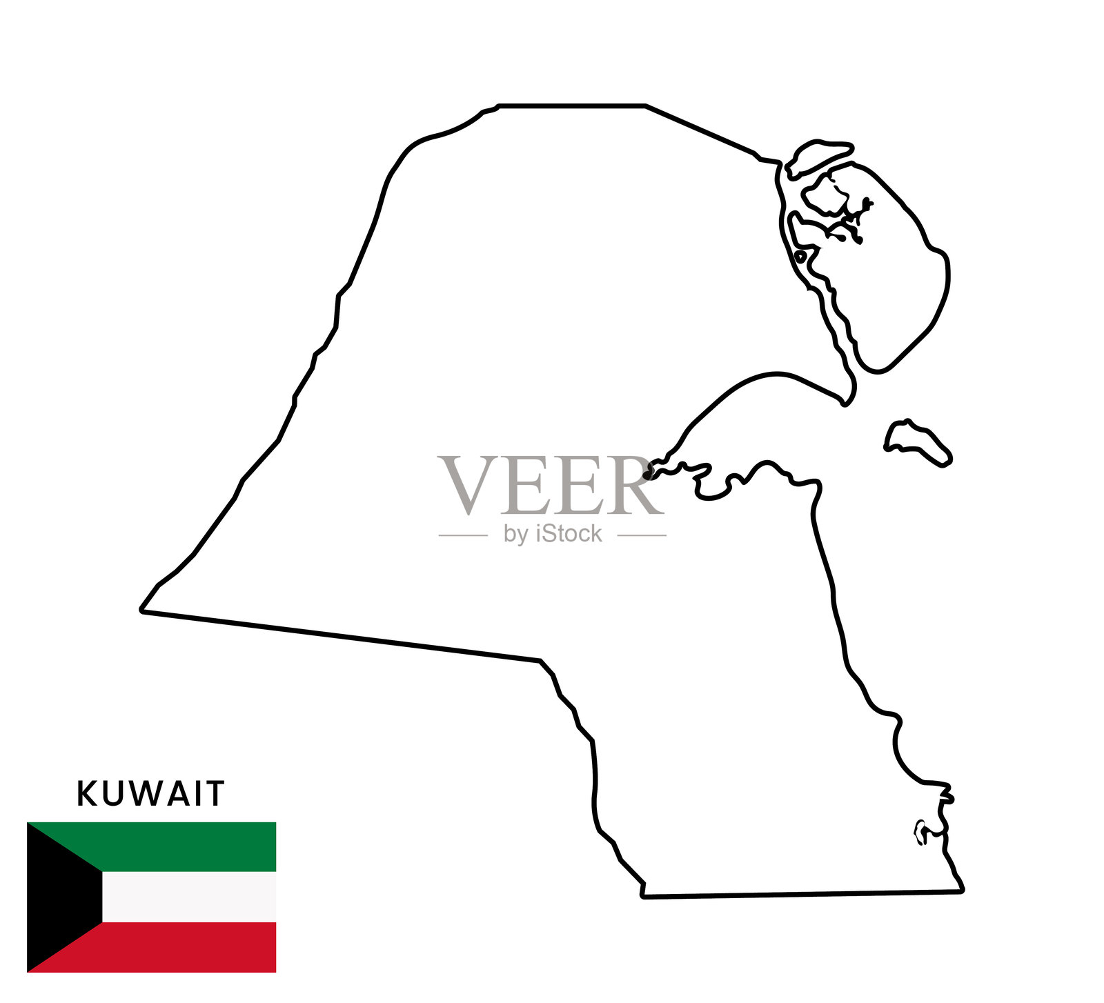 科威特地图图标。插画图片素材