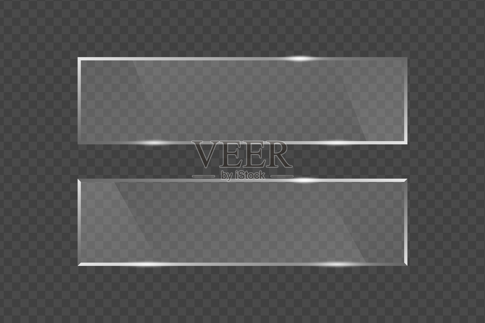 逼真的透明平面玻璃、窗户或镜子，带透明背景插画图片素材