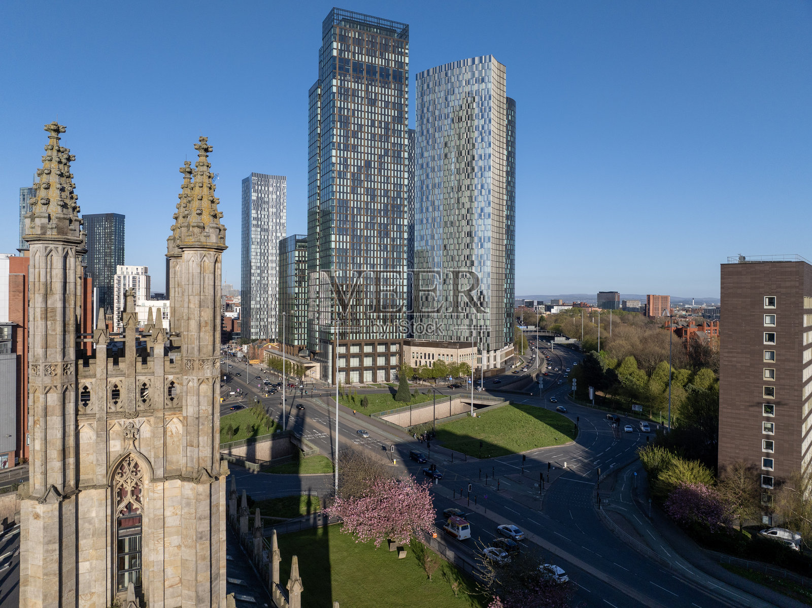 春季曼彻斯特市中心建筑照片摄影图片