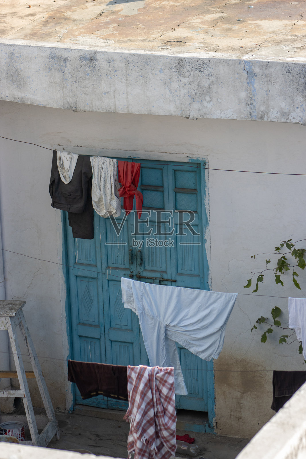 靠近德里贾玛清真寺的城市屋顶视角特写细节，印度新德里照片摄影图片