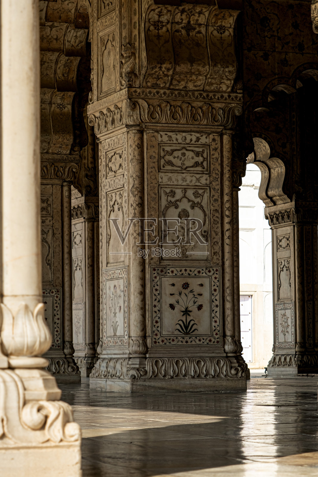 德里红堡的公共会见厅建筑细节照片摄影图片