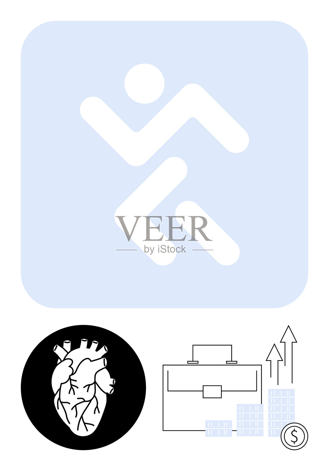 突出健身、健康、商业增长和财务成功的概念设计插画图片素材