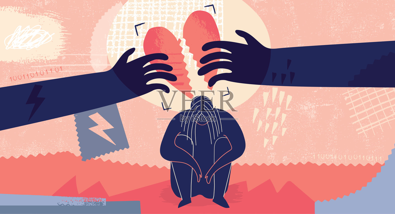 心碎概念插画图片素材