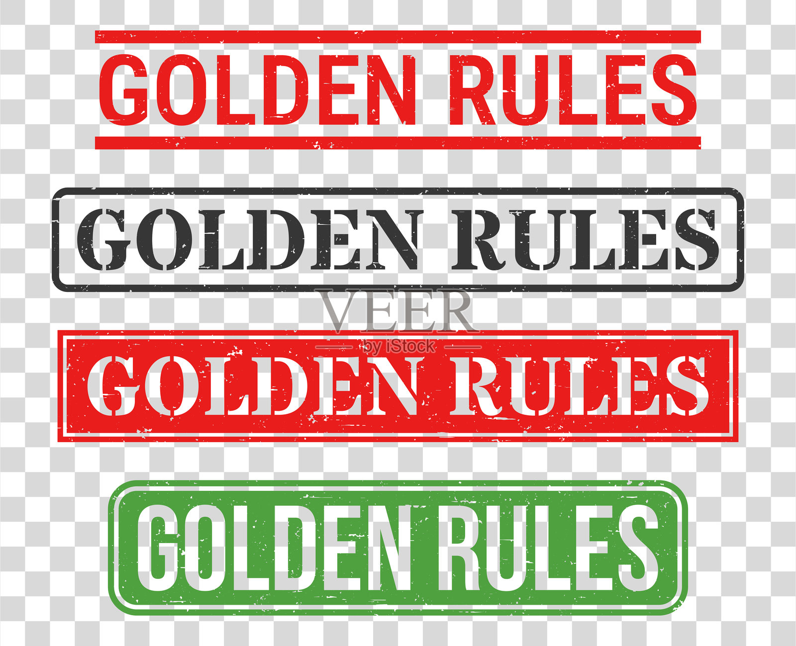 金色规则 - 橡皮图章套装在空白背景上插画图片素材