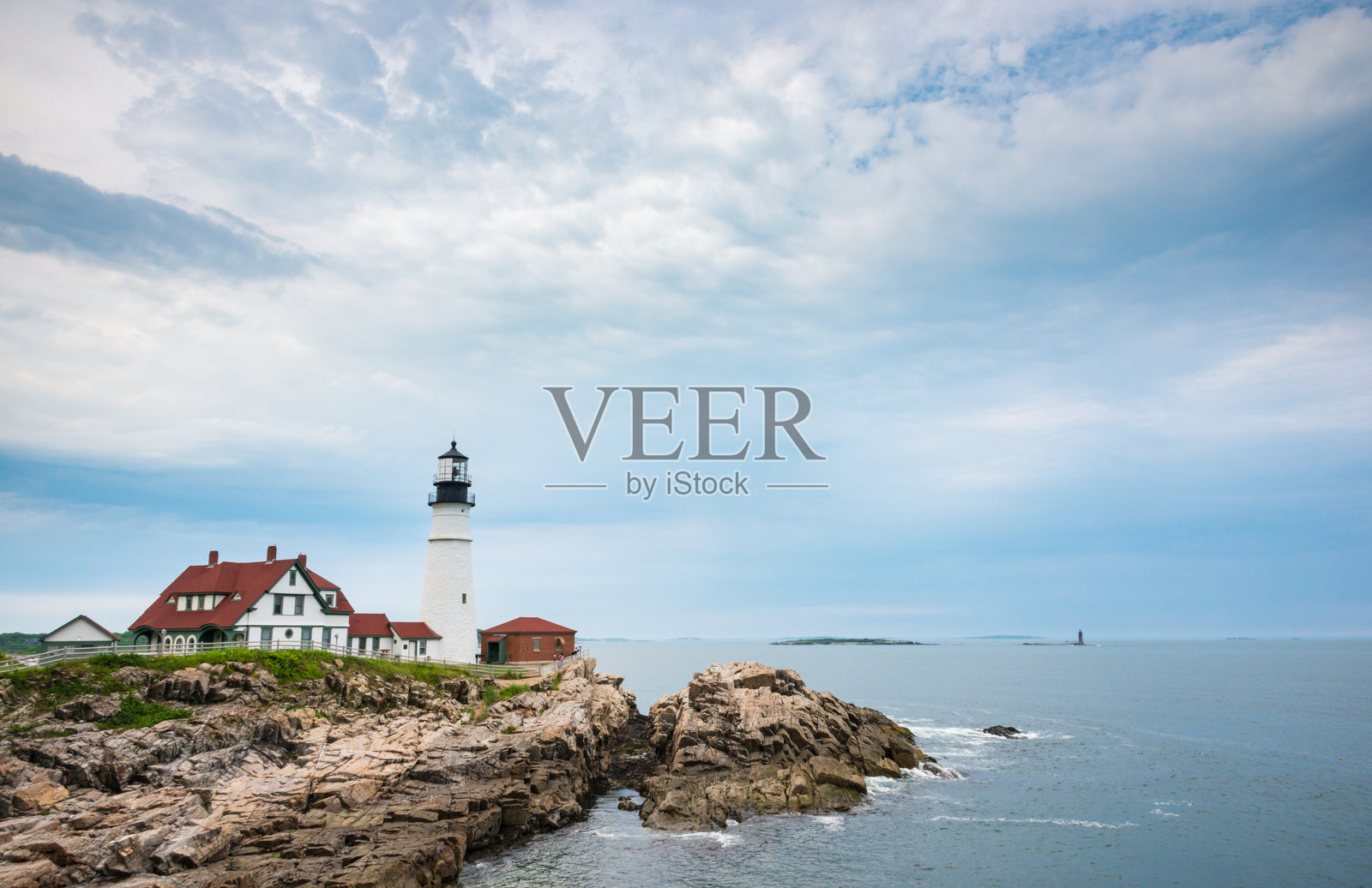 缅因州开普伊丽莎白的波特兰头灯照片摄影图片