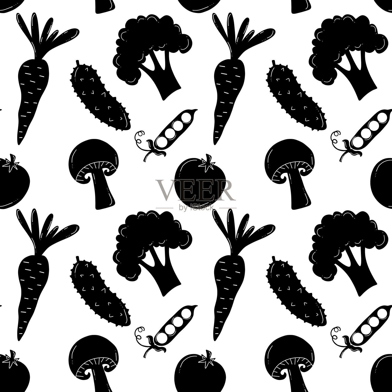 食品无缝图案，适用于面料、包装纸和夏季纺织品插画图片素材