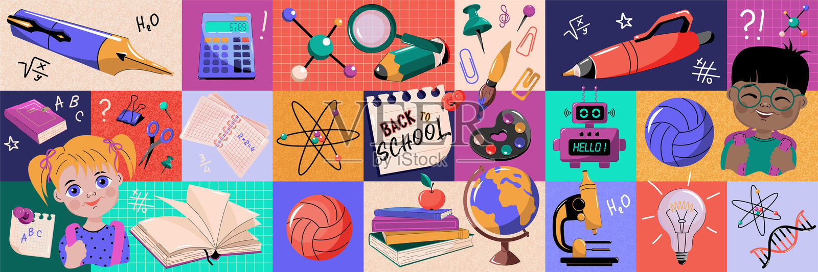 学校主题横幅。开学季。插画图片素材