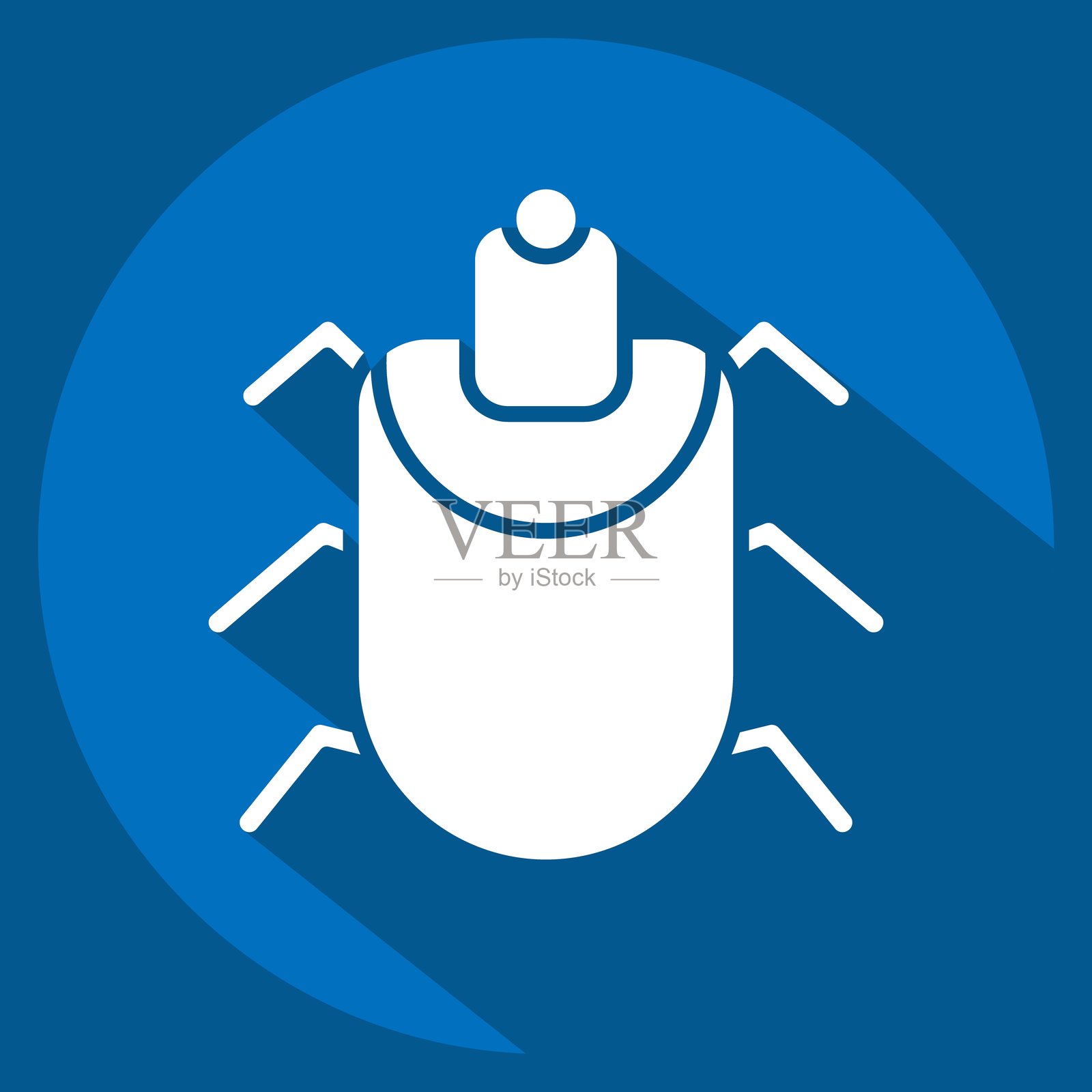 图标：蜱虫。与昆虫符号相关。长阴影风格。设计可编辑。插画图片素材