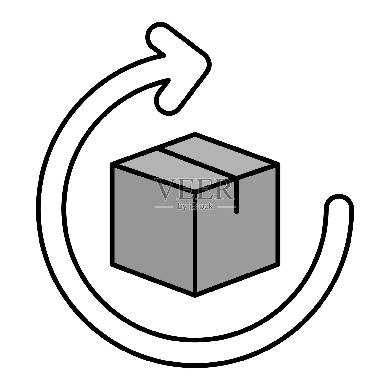 30天无忧退货图标。带有箱子和箭头符号的退货政策插画图片素材