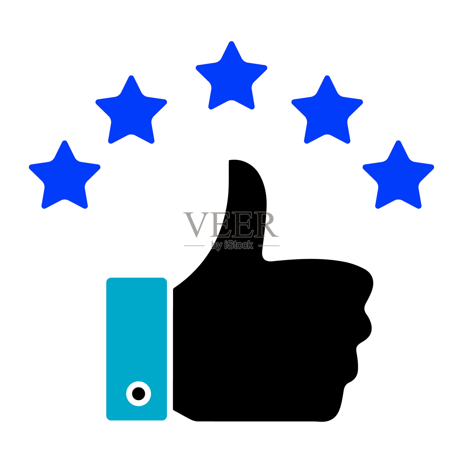 五星客户评价图标。用户评分和正面反馈徽章插画图片素材